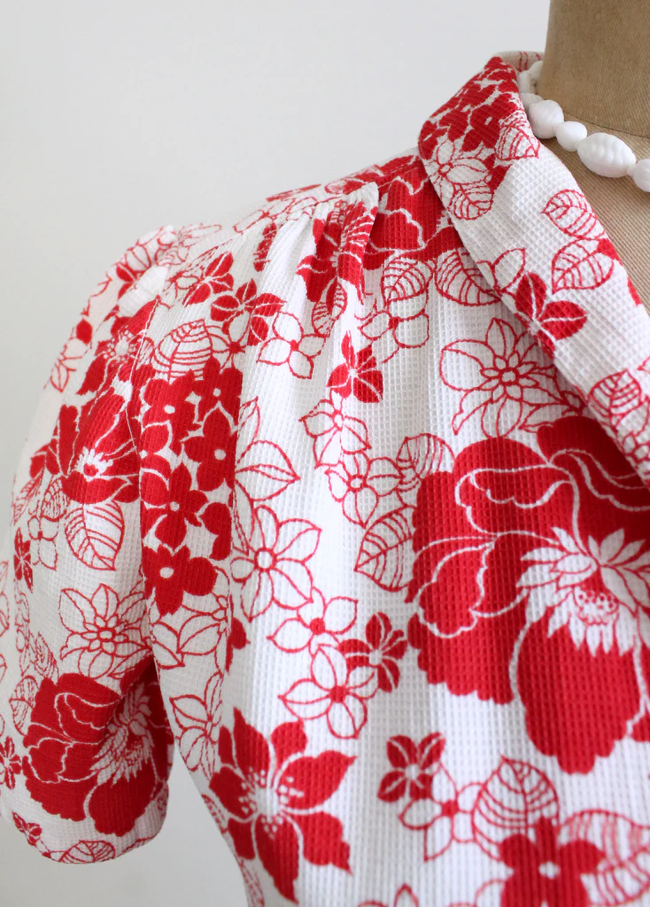 Vintage Late 1930s Floral Pique Cotton Swing Dress - Image 4