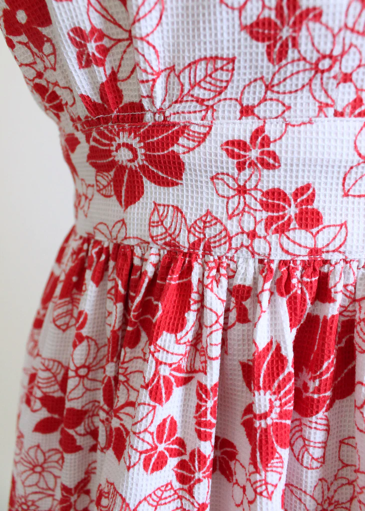 Vintage Late 1930s Floral Pique Cotton Swing Dress - Image 5