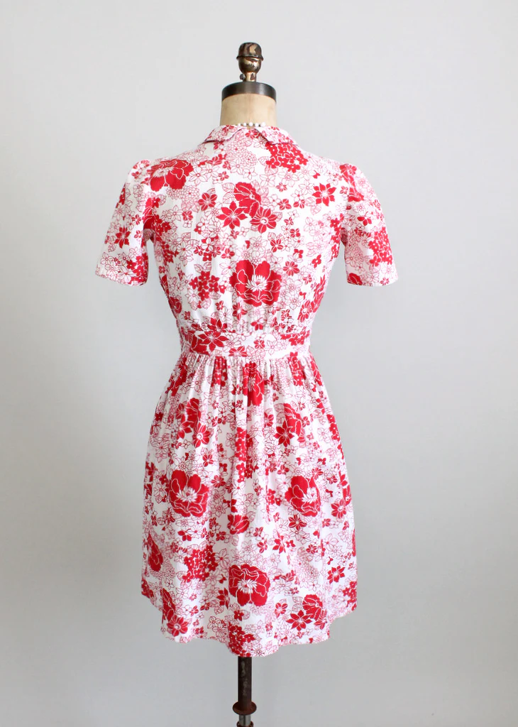 Vintage Late 1930s Floral Pique Cotton Swing Dress - Image 6