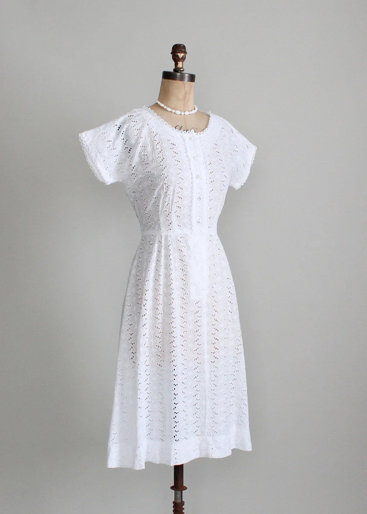 Vintage 1940s Eyelet Day Dress - Image 4
