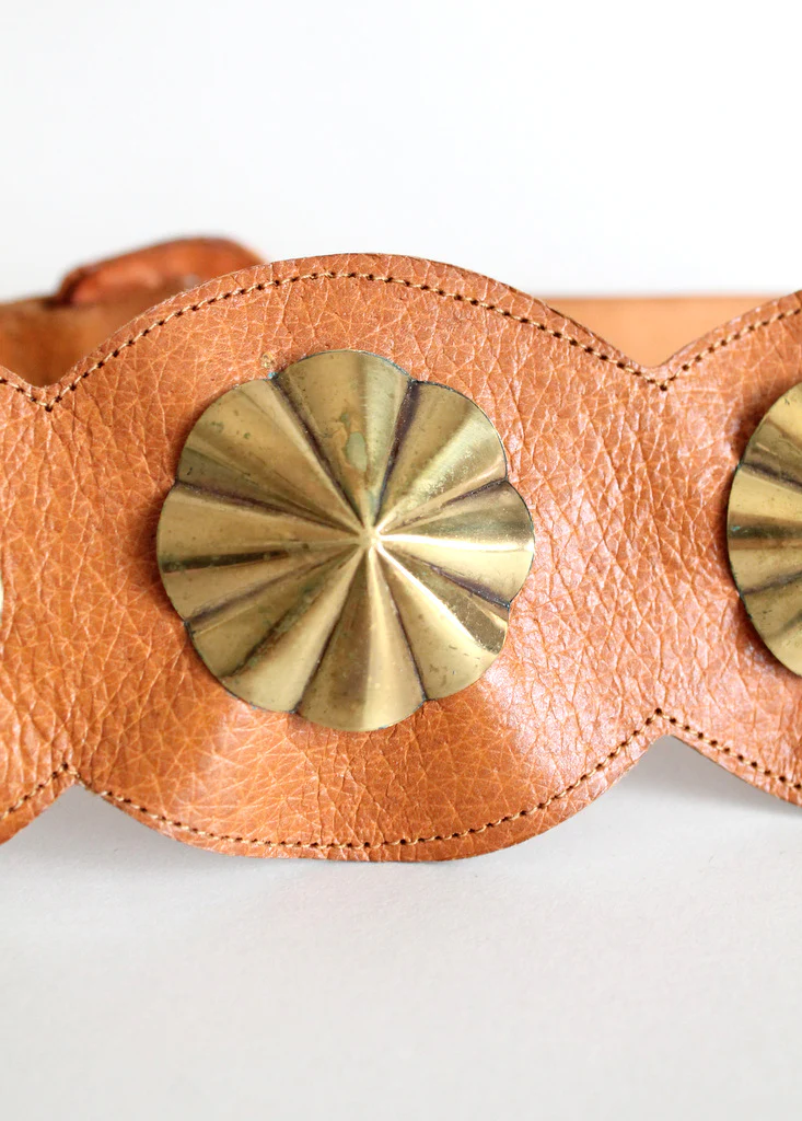 Vintage 1950s Leather Studded Cinch Belt - Image 3