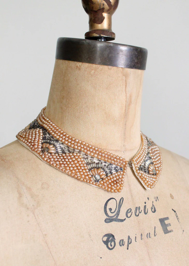 Vintage 1960s Beaded Sweater Collar - Image 3
