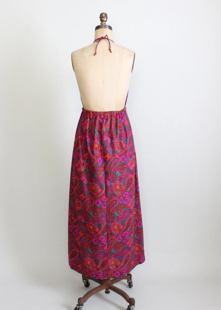 Vintage 1960s MOD Paisley Halter Maxi Dress - Image 6