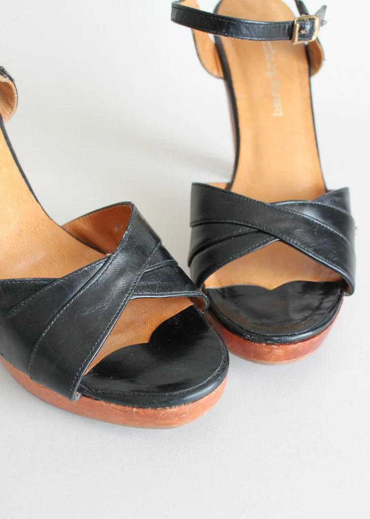 Vintage 1970s Baretraps Wood Platform Sandals Size 6 - Image 3
