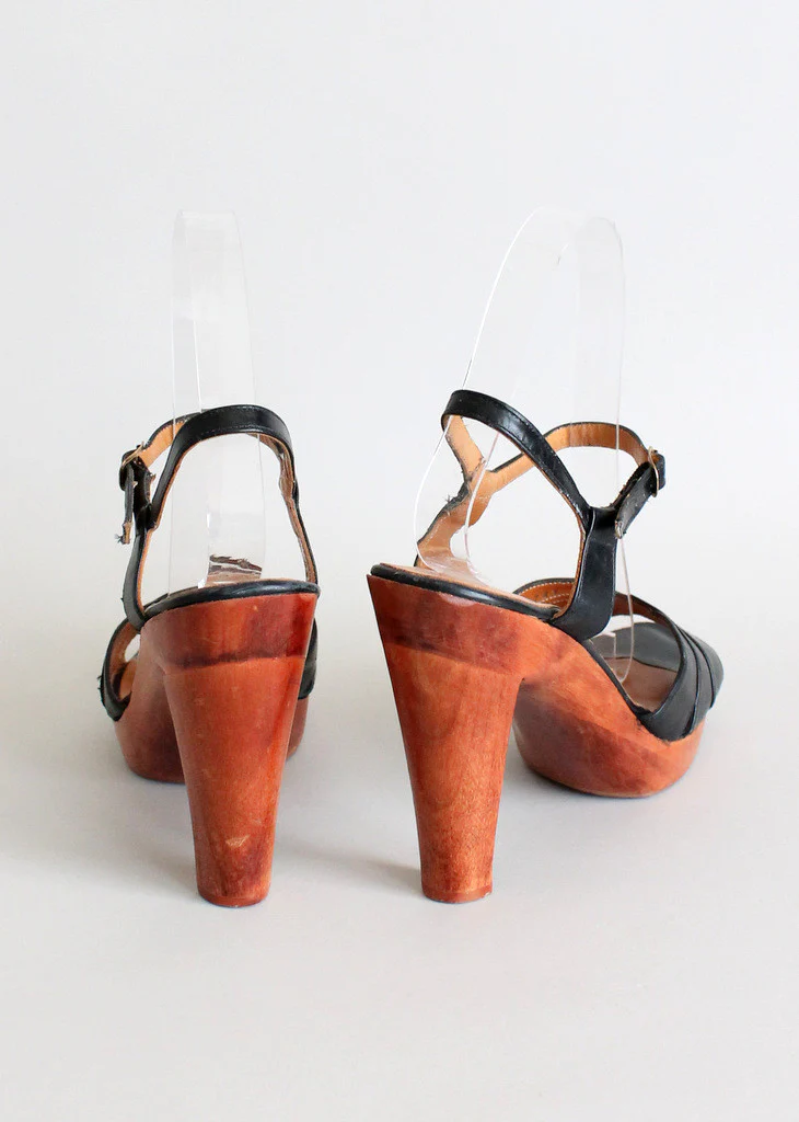 Vintage 1970s Baretraps Wood Platform Sandals Size 6 - Image 5